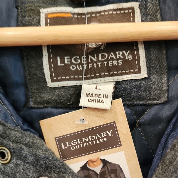 Legendary Outfitters Blue, Green,and Grey Hooded Flannel Quilted Jacket - Picture 2 of 13